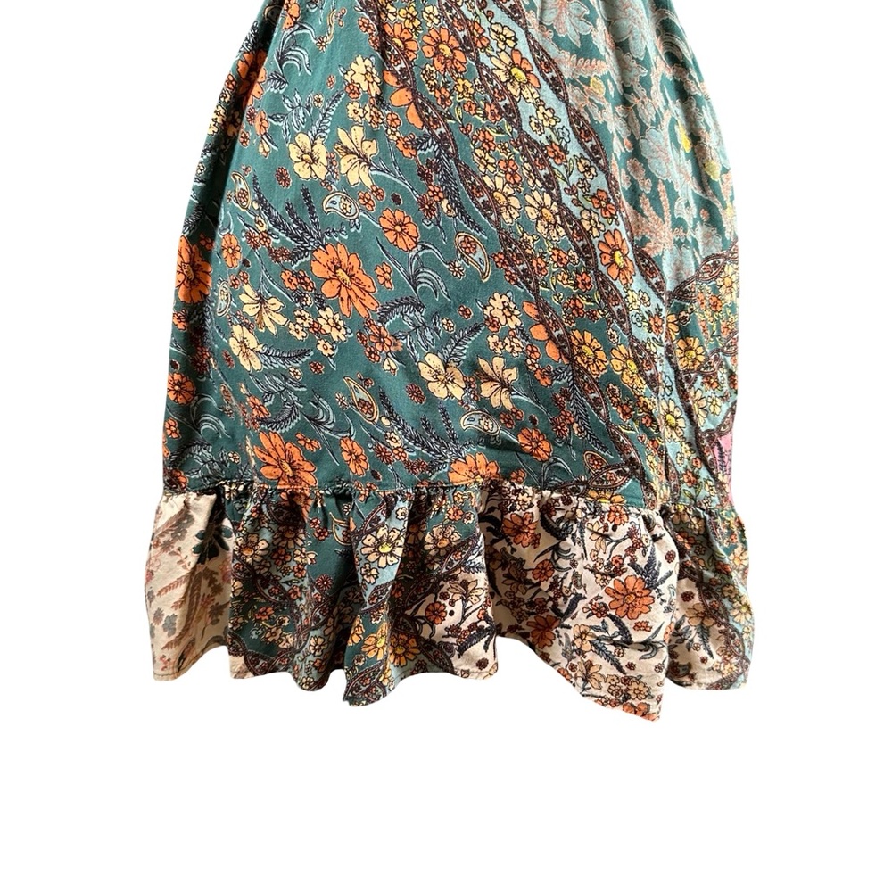Angie Dress Cottagecore Patchwork Floral Indie Feminine Fairy Faux Wrap Boho - Picture 3 of 9